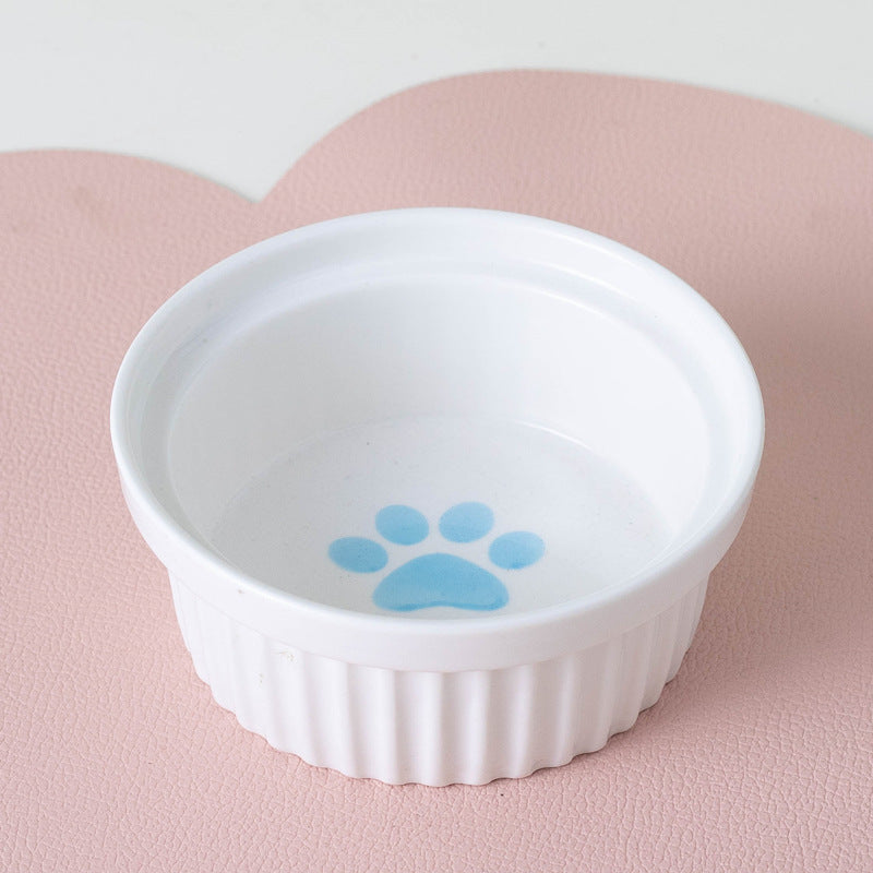 Tall Ceramic Double Pet Feeding Water Bowl Stand