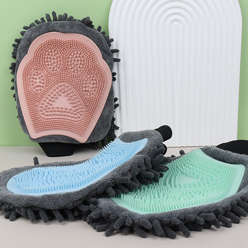 Pet 2 in 1 Grooming Glove Bath Brush Cleaning Massage Tool