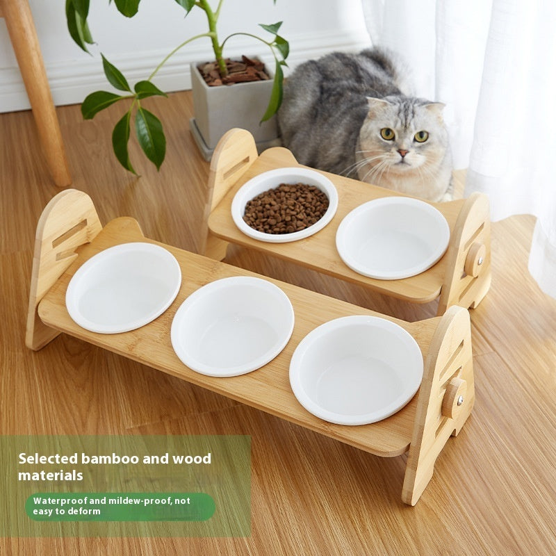Oblique Mouth Pet Cervical Support Drinking Bowl