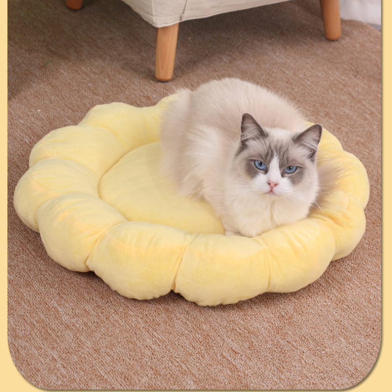 19.69 x 19.69 inches Multi Color Petal Pet Nest Soft Plush Double Sided Bed