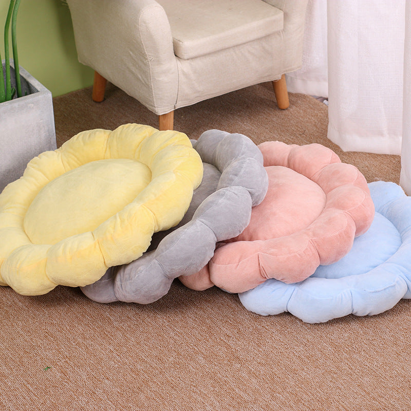 19.69 x 19.69 inches Multi Color Petal Pet Nest Soft Plush Double Sided Bed