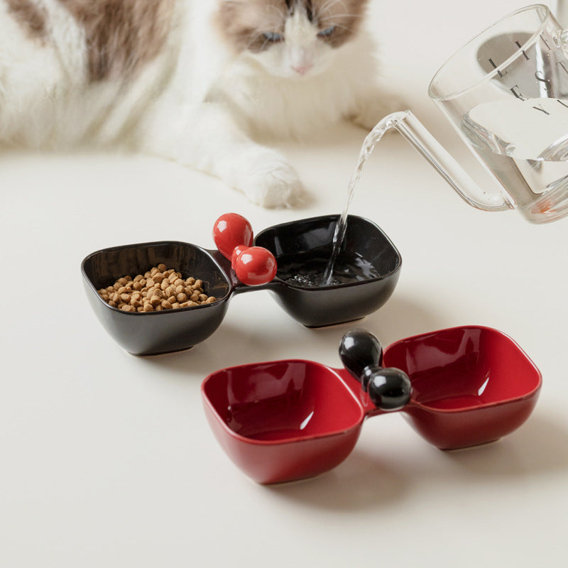 Ceramic Dual Pet Food And Water Bowl Set