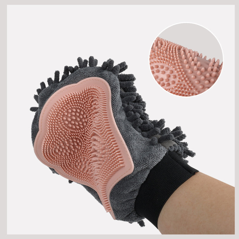 Pet 2 in 1 Grooming Glove Bath Brush Cleaning Massage Tool