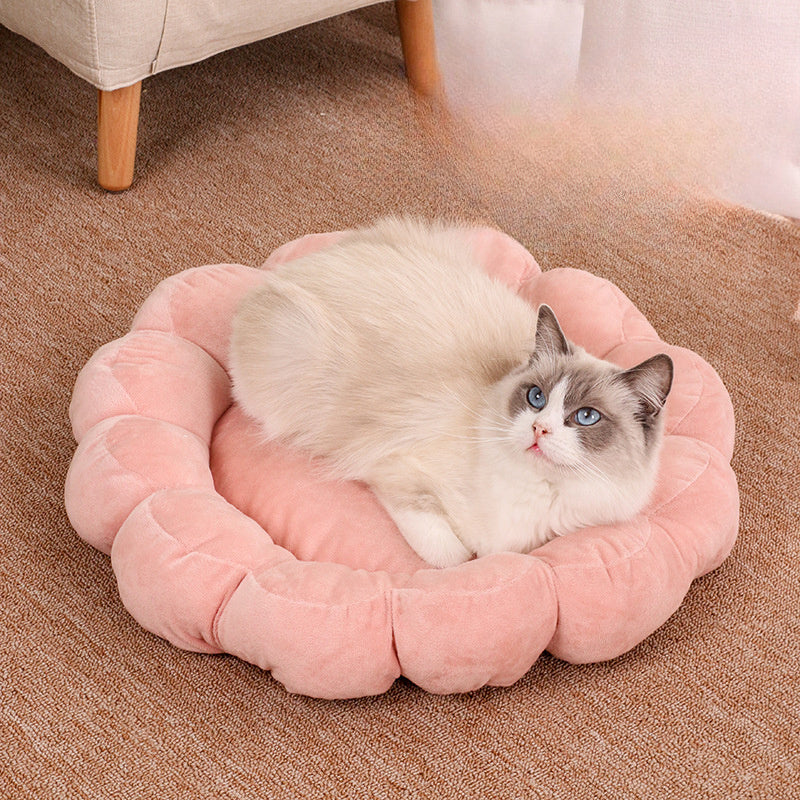 19.69 x 19.69 inches Multi Color Petal Pet Nest Soft Plush Double Sided Bed