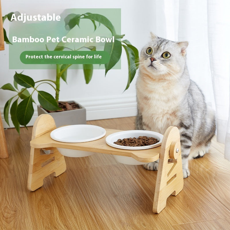 Oblique Mouth Pet Cervical Support Drinking Bowl