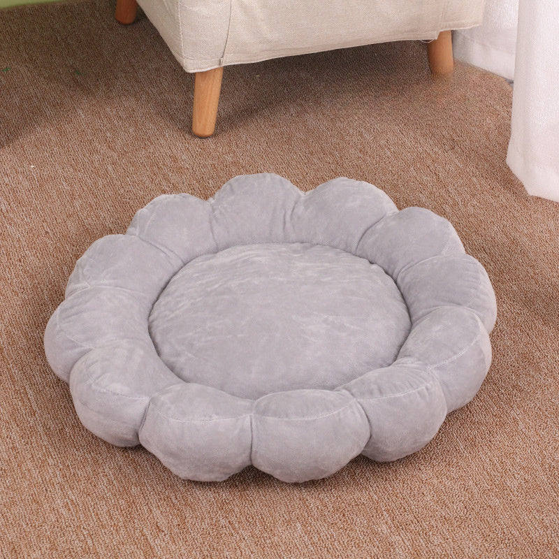 19.69 x 19.69 inches Multi Color Petal Pet Nest Soft Plush Double Sided Bed