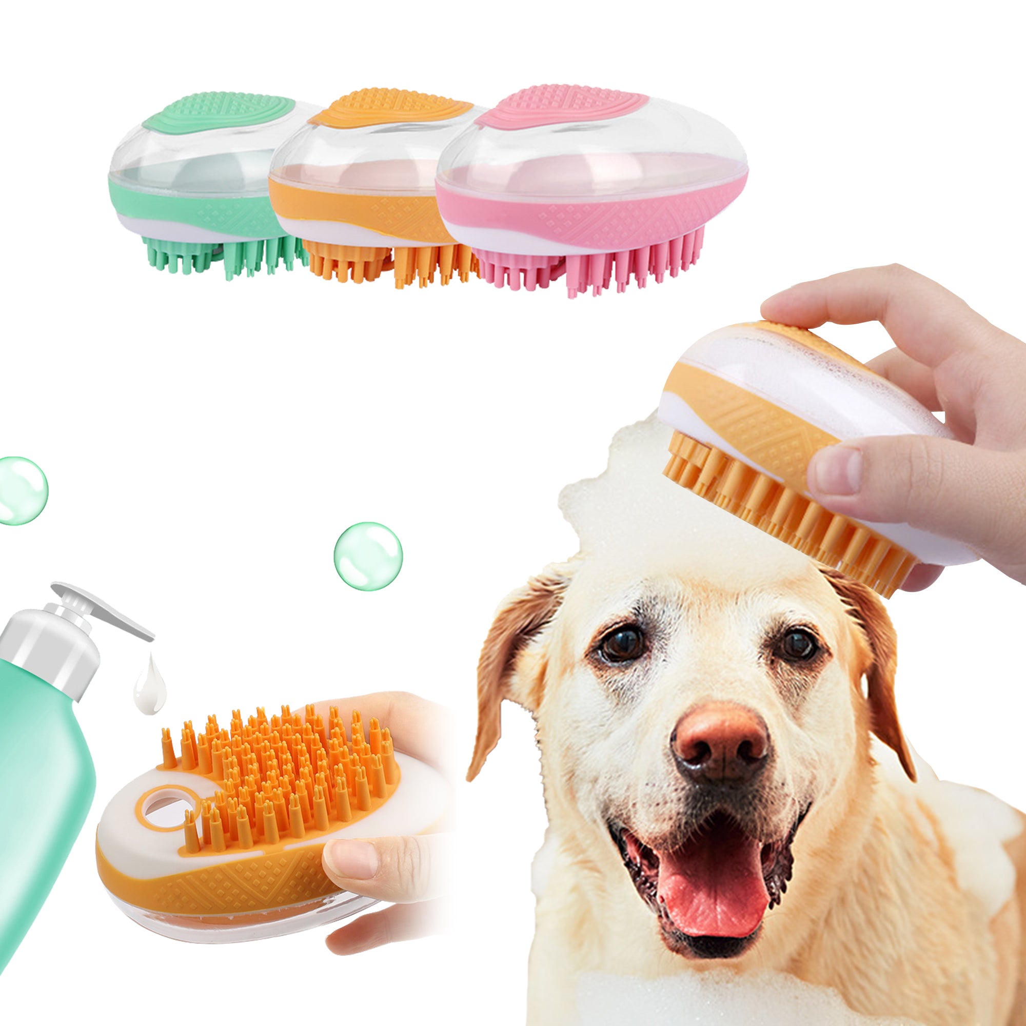 Pet 2 in 1 Silicone Bath Massage Grooming Comb Shower Brush