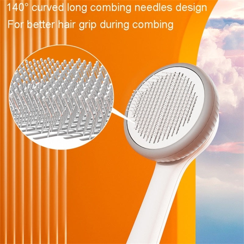 Pet Grooming Brush Self Cleaning Slicker Comb For Fur Removal And Detangling