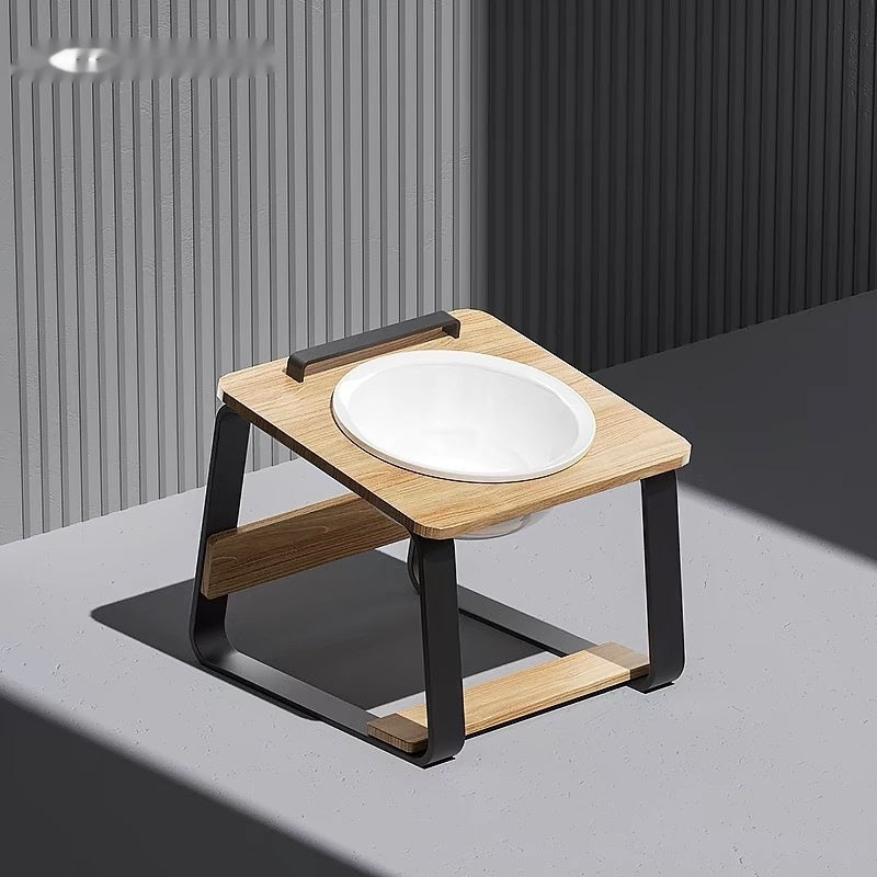 Ceramic Double Pet Feeding Bowl With Cervical Support Stand