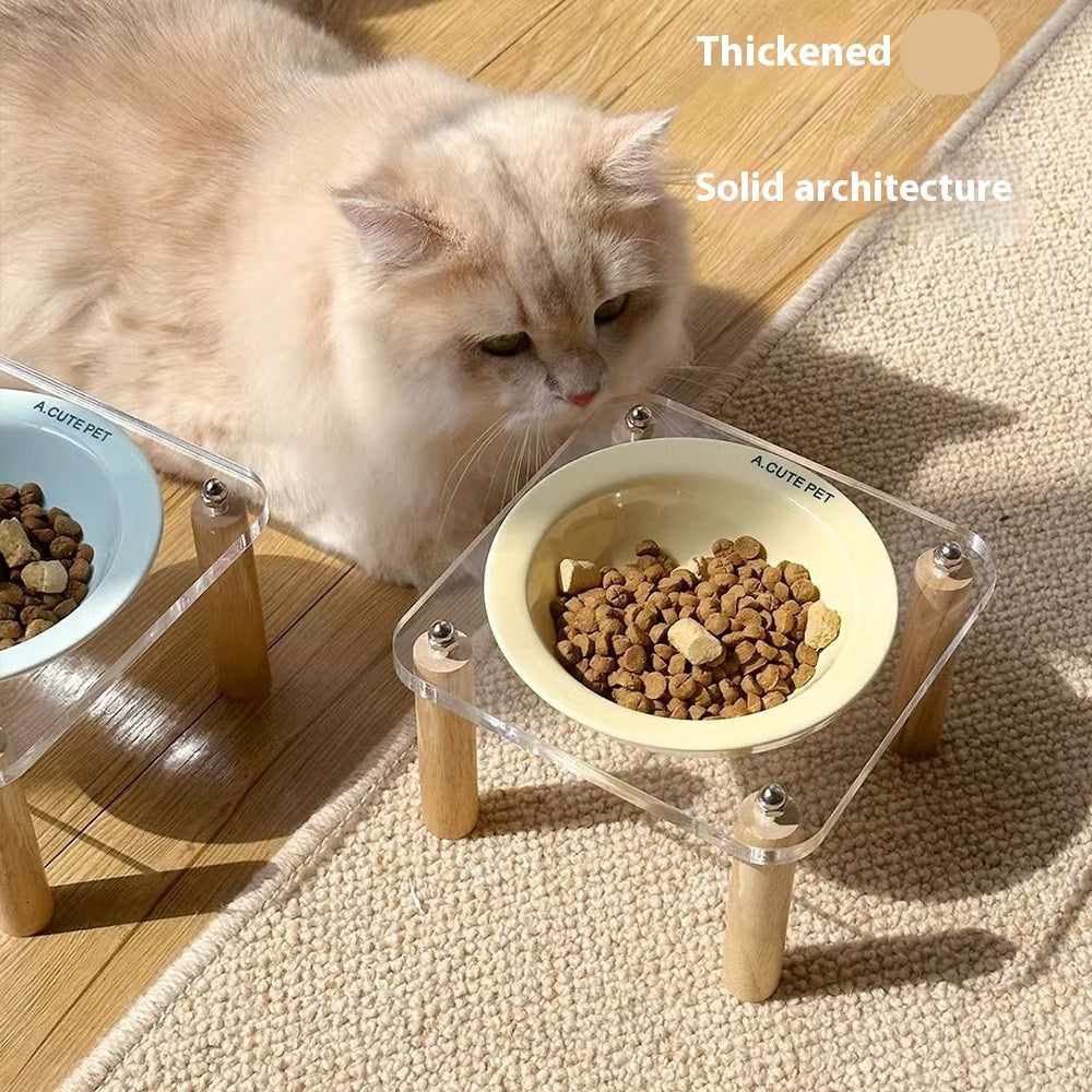 Anti Tumble Elevated Ceramic Double Pet Feeding Bowl