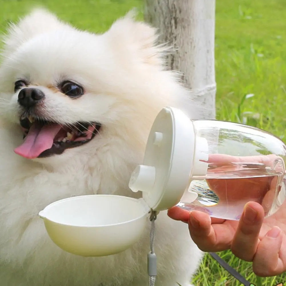 Portable Pet Water Bottle With Bowl And Lanyard Travel Cup