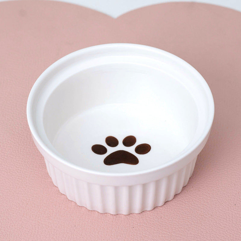 Tall Ceramic Double Pet Feeding Water Bowl Stand