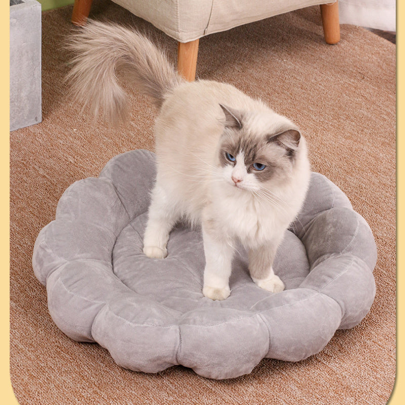 19.69 x 19.69 inches Multi Color Petal Pet Nest Soft Plush Double Sided Bed