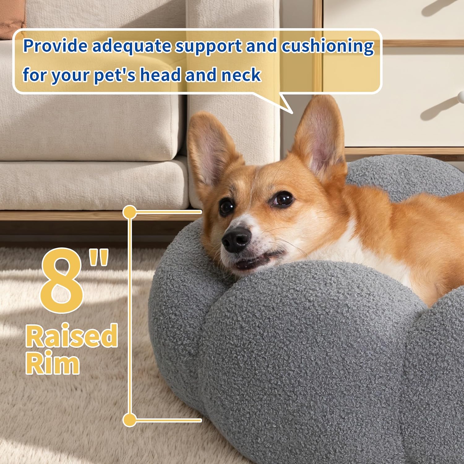 Calming Plush Pet Bed Fluffy Donut Cuddler Non Slip Washable