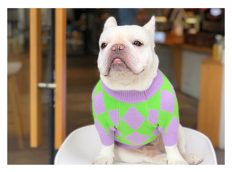 Plaid Style Pet Sweater Outfit