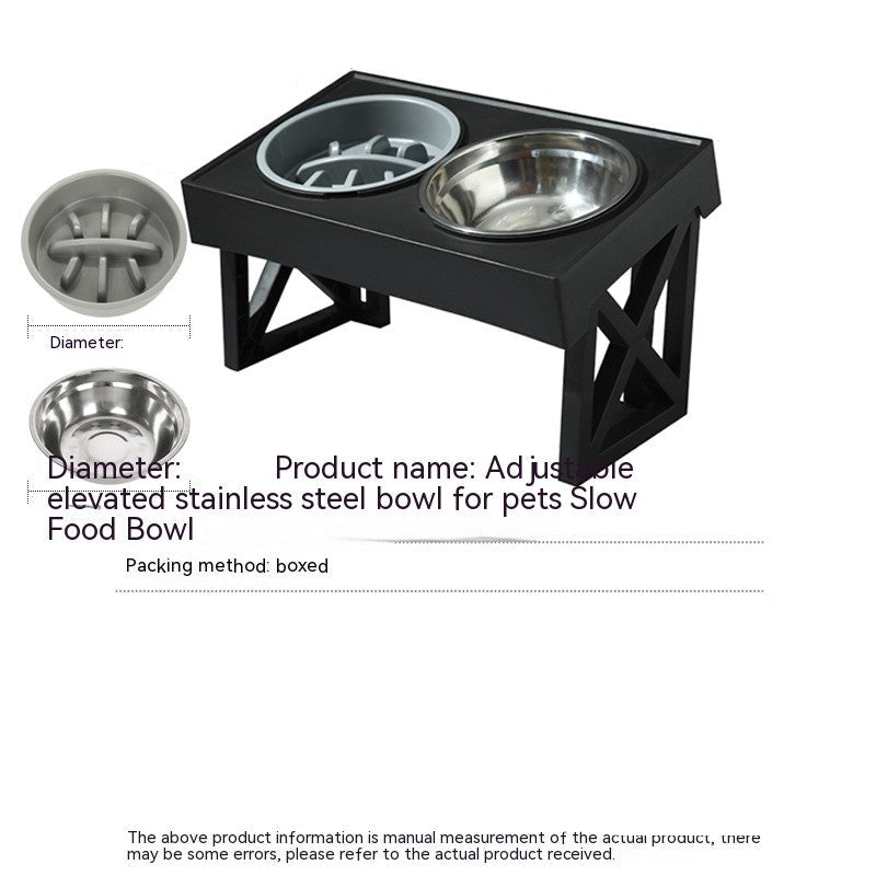 Adjustable Elevated Stainless Steel Anti Choke Pet Slow Feeder Bowl