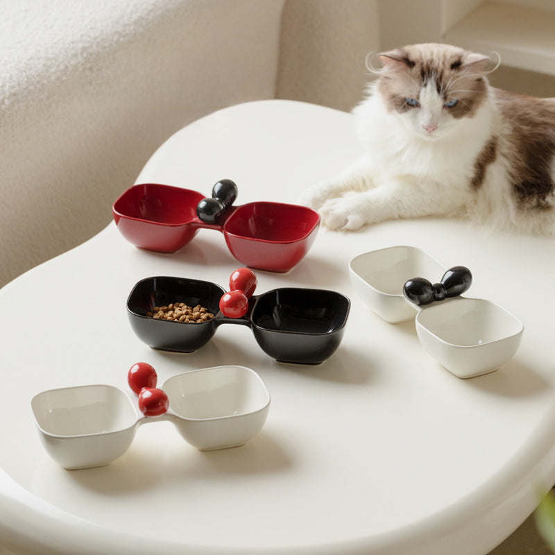 Ceramic Dual Pet Food And Water Bowl Set
