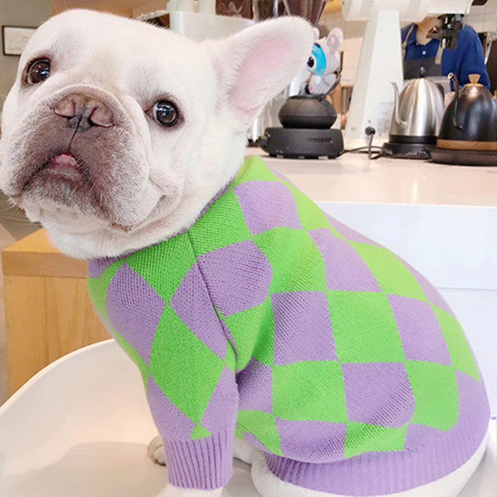 Plaid Style Pet Sweater Outfit