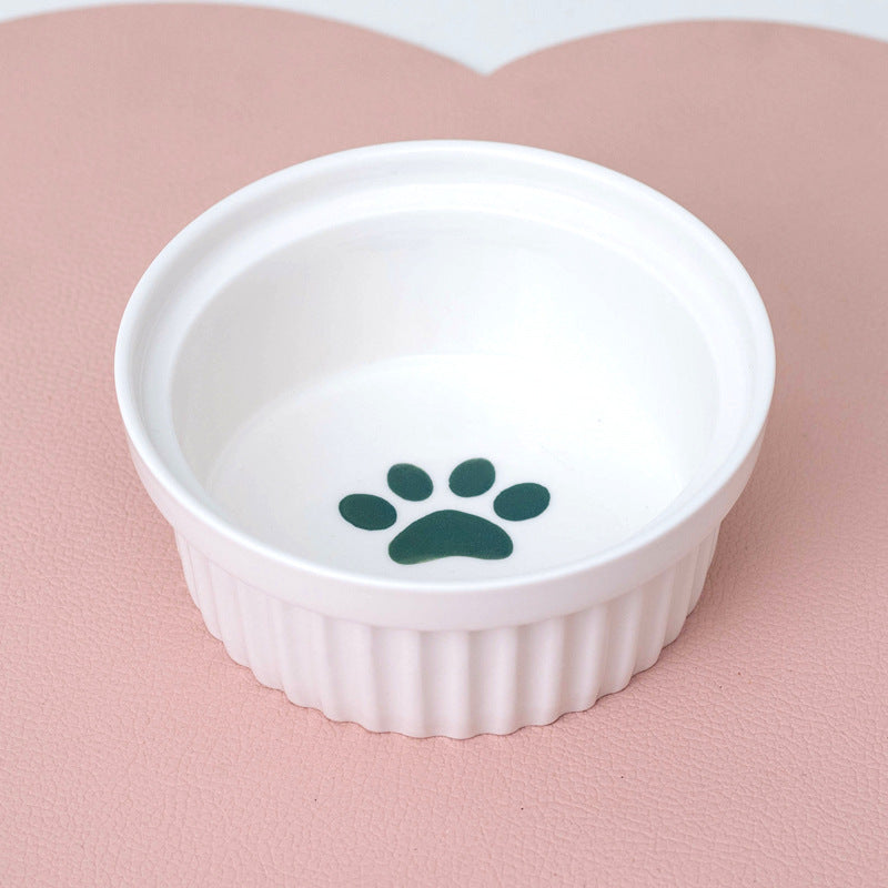 Tall Ceramic Double Pet Feeding Water Bowl Stand