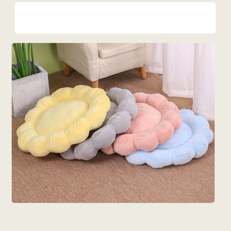 19.69 x 19.69 inches Multi Color Petal Pet Nest Soft Plush Double Sided Bed