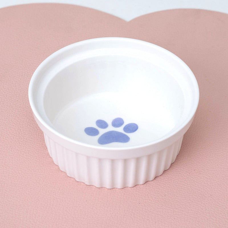 Tall Ceramic Double Pet Feeding Water Bowl Stand