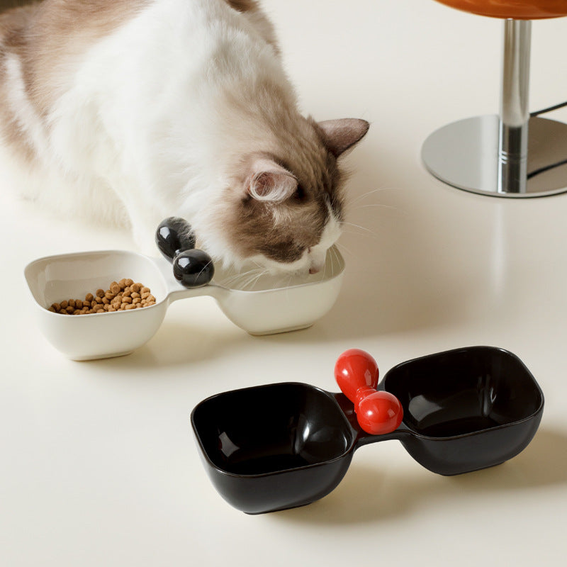 Ceramic Dual Pet Food And Water Bowl Set
