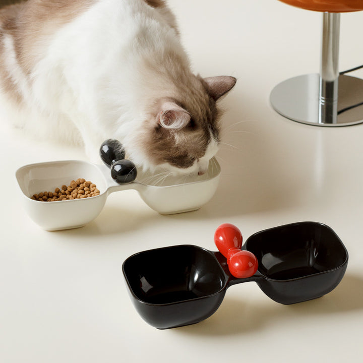 Ceramic Dual Pet Food And Water Bowl Set