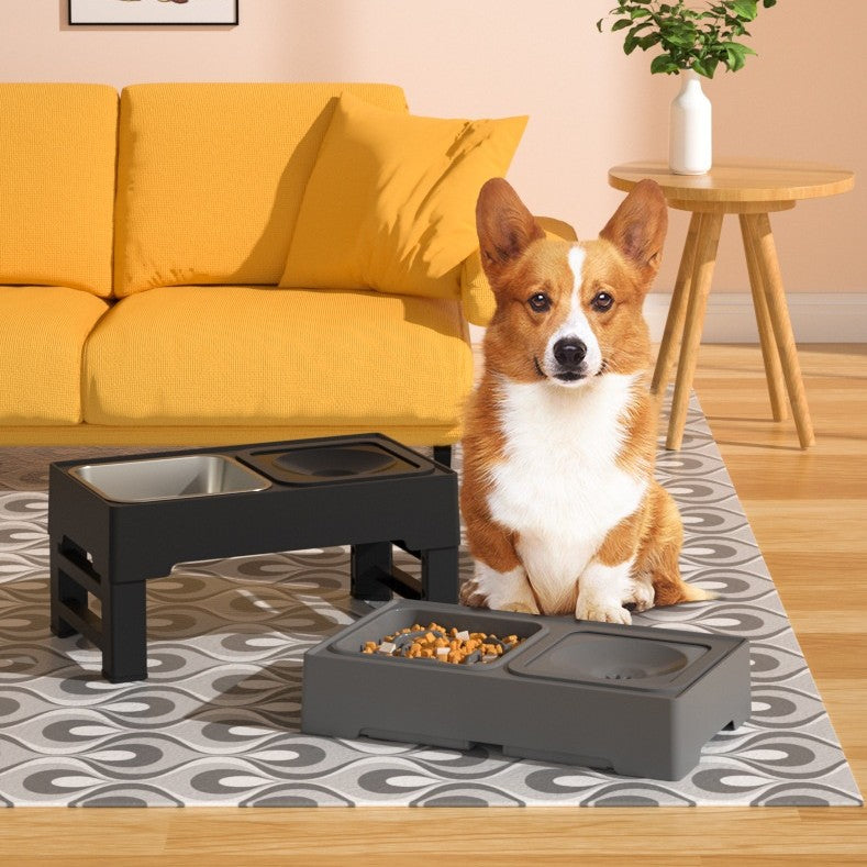 Adjustable Height Double Stainless Steel Elevated Pet Feeder