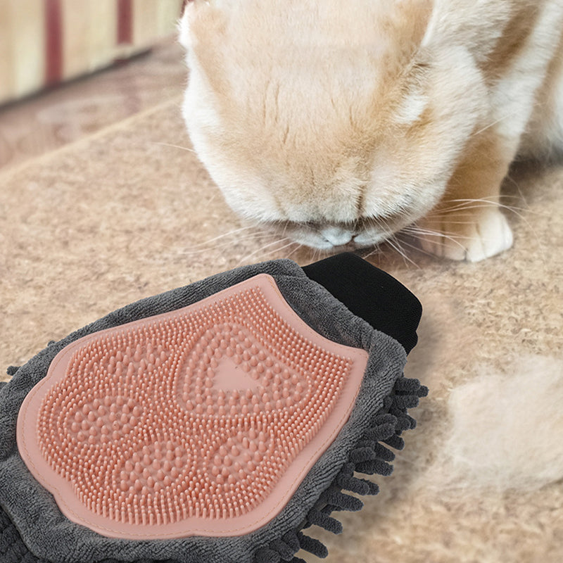 Pet 2 in 1 Grooming Glove Bath Brush Cleaning Massage Tool